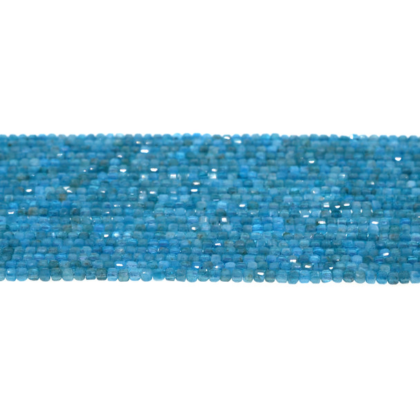 Apatite AA Cube Edge Faceted Diamond Cut 2mm - Loose Beads