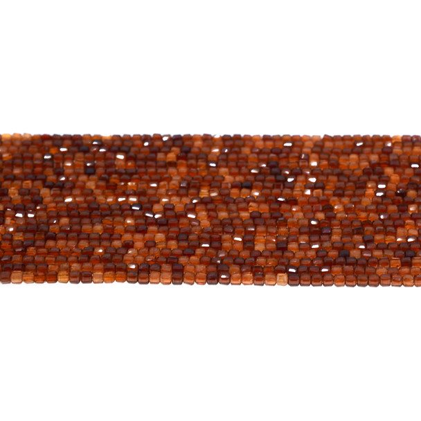 Orange Garnet Cube Edge Faceted Diamond Cut 2mm - Loose Beads