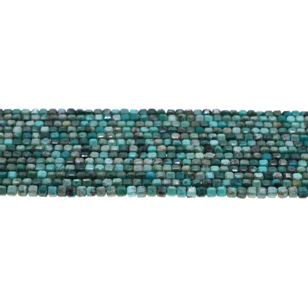 Chrysocolla Cube Edge Faceted Diamond Cut 3mm - Loose Beads