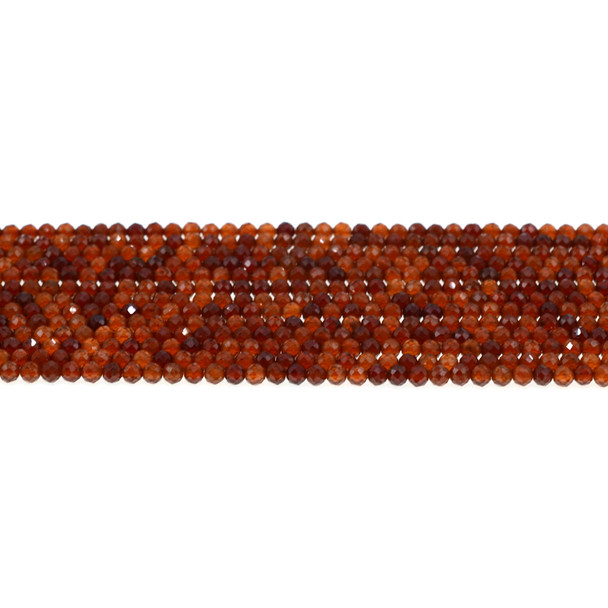 Orange Garnet Round Faceted Diamond Cut 3mm - Loose Beads