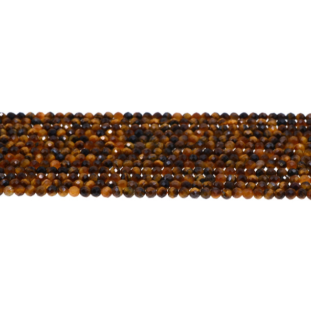 Tiger Eye Round Faceted Diamond Cut 3mm - Loose Beads