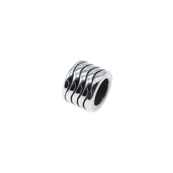 Stainless Steel Cast - Wave Pattern Large Hole Bead Spacer 9x7mm (Pack of 2)