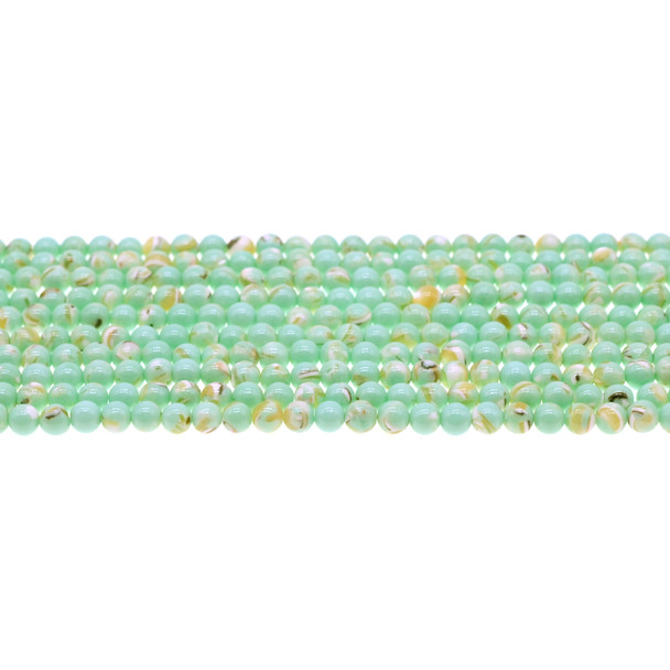 Stabilized Turquoise with Australian Seashell Round 4mm - Antique Green - Loose Beads