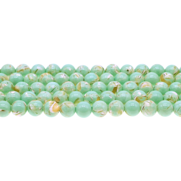 Stabilized Turquoise with Australian Seashell Round 8mm - Antique Green - Loose Beads