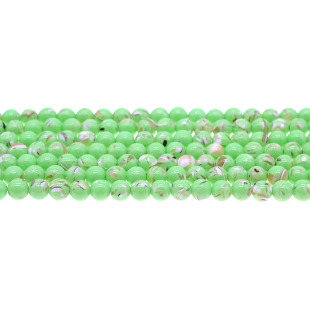 Stabilized Turquoise with Australian Seashell Round 6mm - Light Green - Loose Beads
