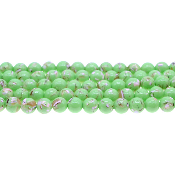 Stabilized Turquoise with Australian Seashell Round 8mm - Light Green - Loose Beads