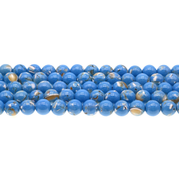 Stabilized Turquoise with Australian Seashell Round 8mm - Azure Blue - Loose Beads