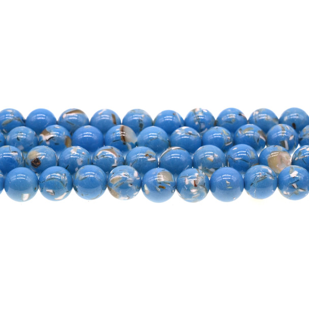 Stabilized Turquoise with Australian Seashell Round 10mm - Azure Blue - Loose Beads