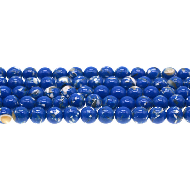 Stabilized Turquoise with Australian Seashell Round 8mm - Navy Blue - Loose Beads