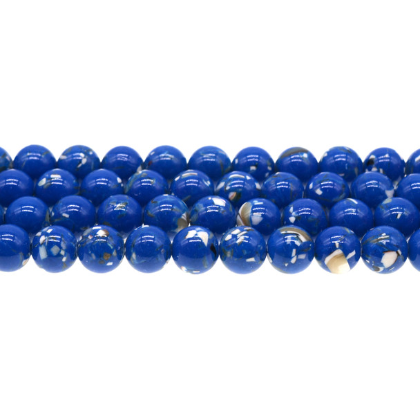 Stabilized Turquoise with Australian Seashell Round 10mm - Navy Blue - Loose Beads