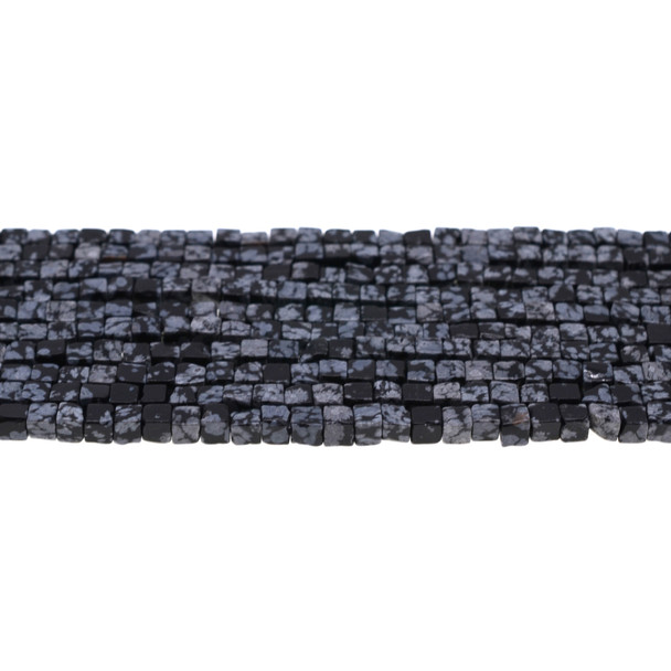Snowflake Obsidian Cube 4mm - Loose Beads