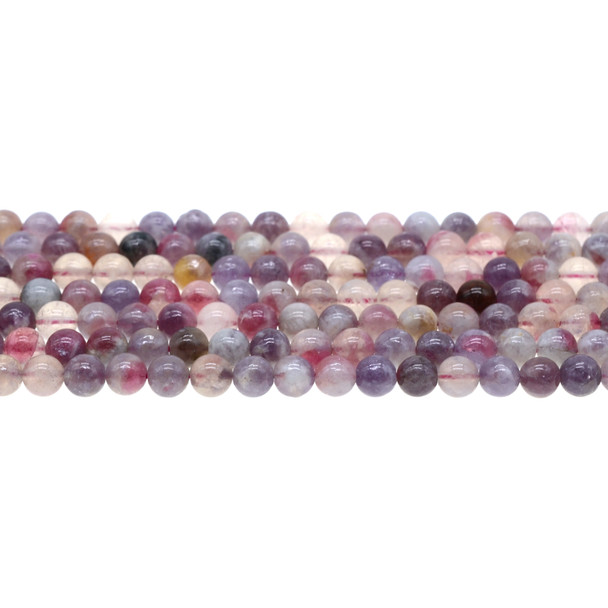 Lepidolite in Pink Tourmaline Round 6mm - Loose Beads