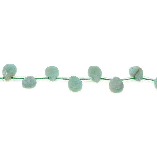 Peruvian Amazonite Drop Puff Faceted Side Drill 8x12x4mm - Loose Beads