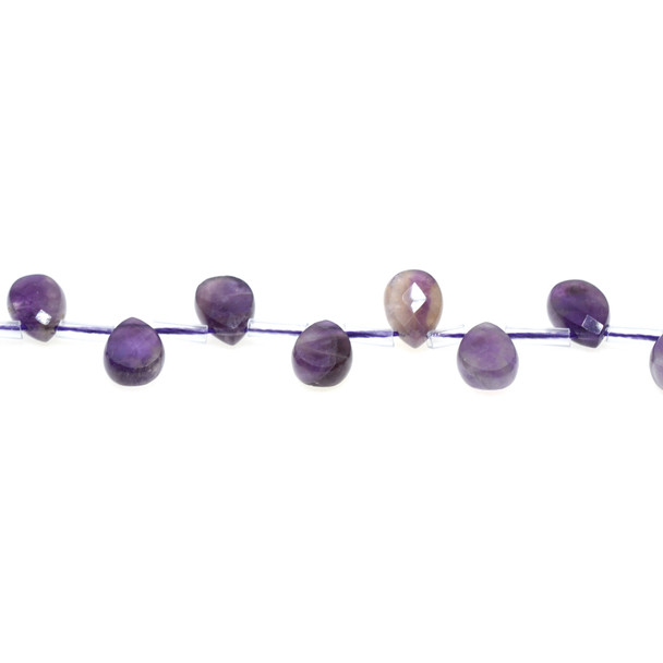 Amethyst Drop Puff Faceted Side Drill 8x12x4mm - Loose Beads