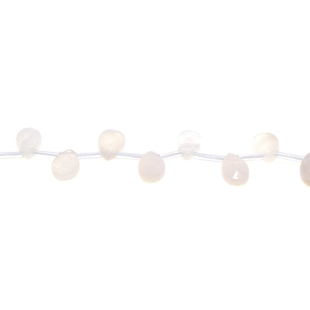 White Moonstone Drop Puff Faceted Side Drill 8x12x4mm - Loose Beads