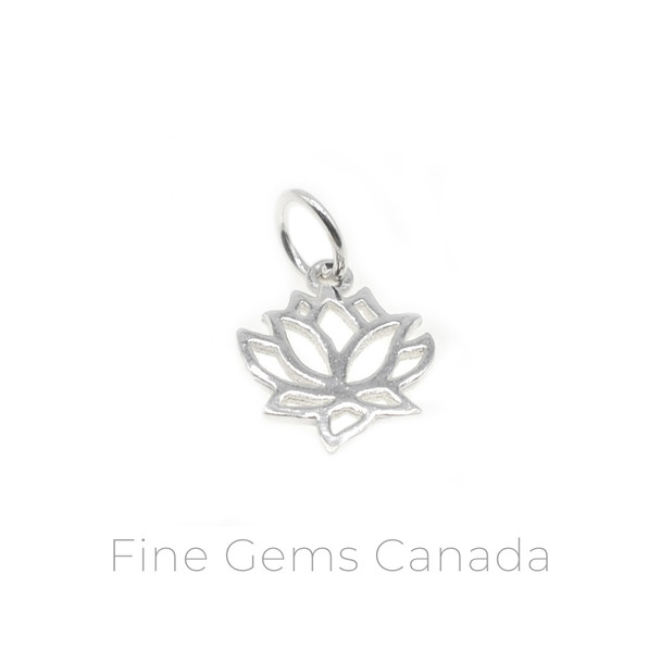 Lotus Charm with Ring (10.5x17mm) - 6/pack - 925 Sterling Silver