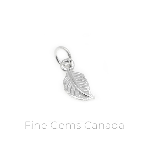 Leaf Charm with Ring (5.9x17.1mm) - 6/pack - 925 Sterling Silver