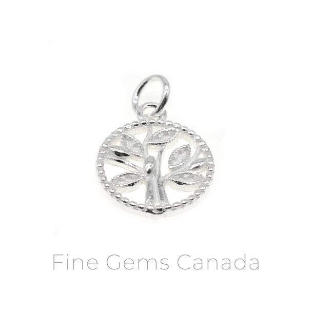 Tree of Life Circle Charm with Ring (13.7x20mm) - 2/pack - 925 Sterling Silver