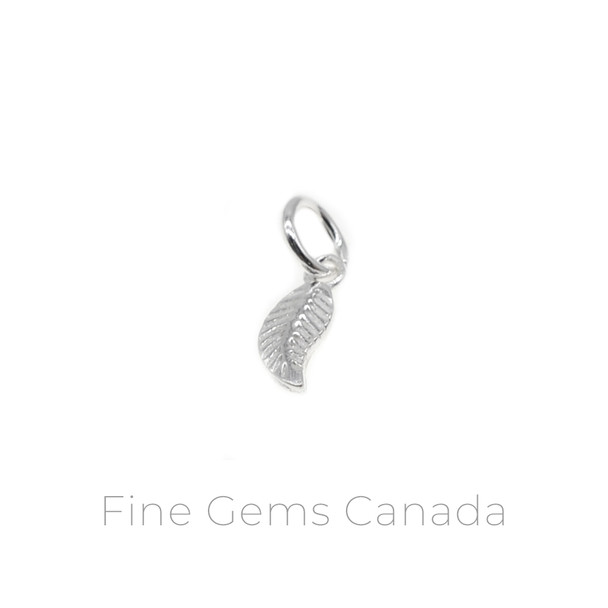 Mini Leaf Charm with Ring (4.5x13mm) - 12/pack - 925 Sterling Silver