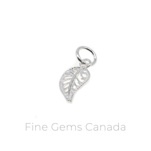 Leaf Charm with Ring (7.1x18mm) - 10/pack - 925 Sterling Silver