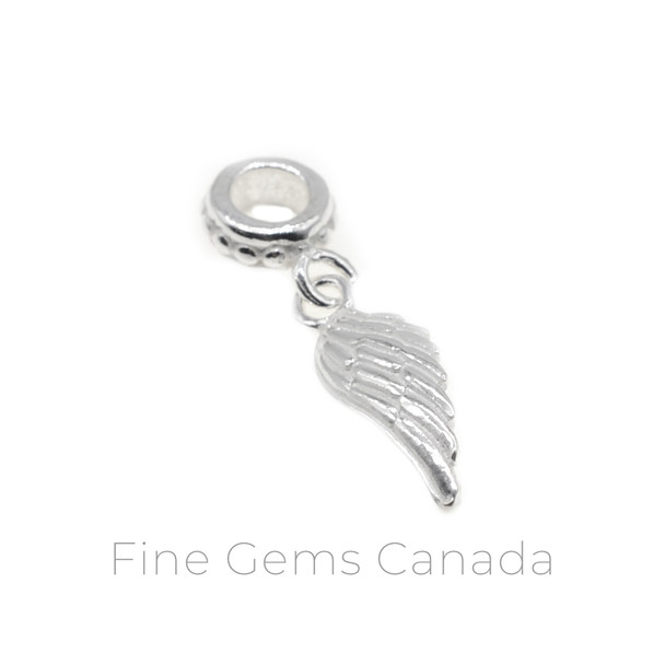 Angel Wing Charm with Spacer (7.5x26mm) - 3/pack - 925 Sterling Silver