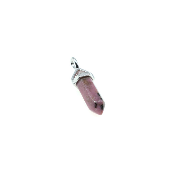 Stone Pen Pendant Part 7x30mm - Rhodonite