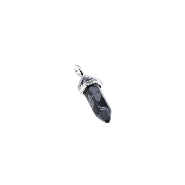 Stone Pen Pendant Part 7x30mm - Snowflake Obsidian