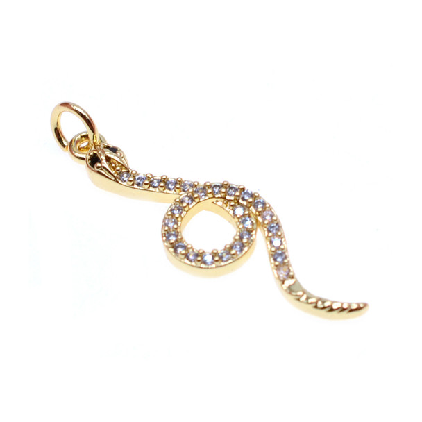 9x34mm Microset White CZ Snake Charm (Gold Plated) - 2/Pack