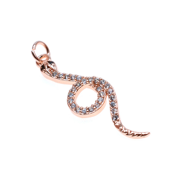 9x34mm Microset White CZ Snake Charm (Rose Gold Plated) - 2/Pack