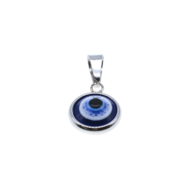 Stainless Steel Charm Circle Evil Eye 10mm