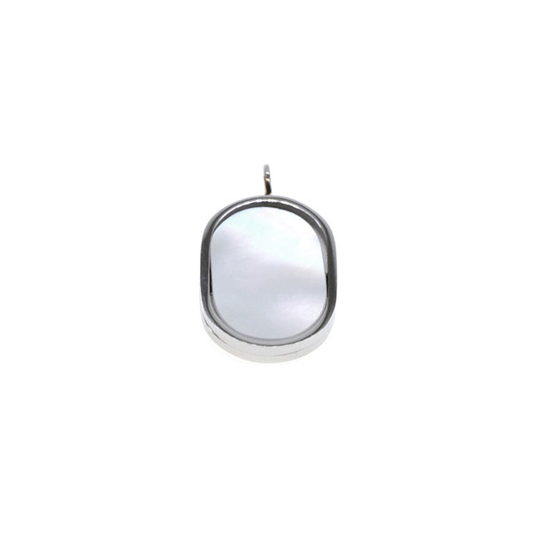 Stainless Steel Charm Oval Tag with Shell 9x16mm