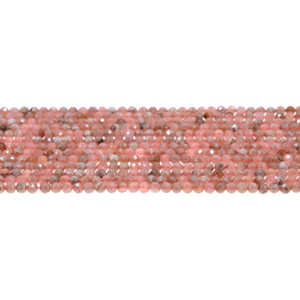 Rhodochrosite Round Faceted Diamond Cut 3mm - Loose Beads