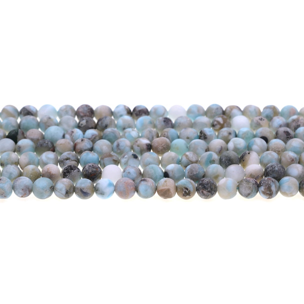 Larimar Round Frosted 6mm - Loose Beads