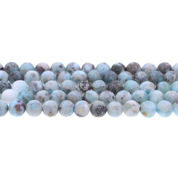 Larimar Round Frosted 8mm - Loose Beads