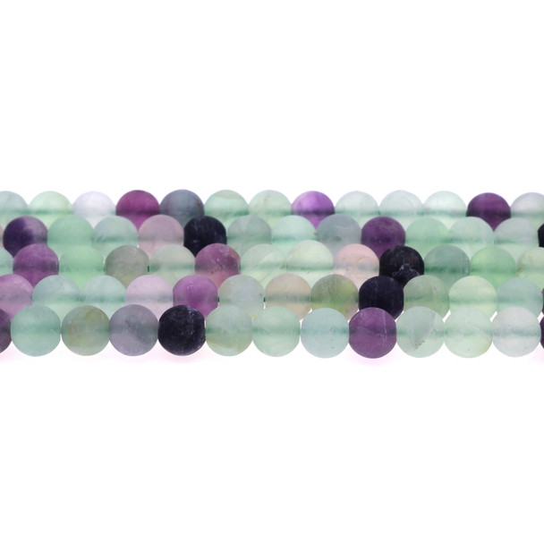 Fluorite Round Frosted 8mm - Loose Beads