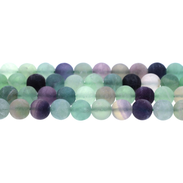 Fluorite Round Frosted 10mm - Loose Beads