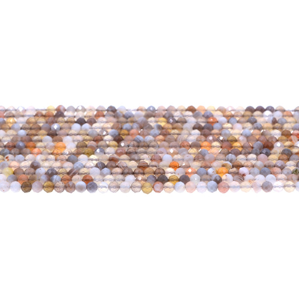 Botswana Agate Round Faceted Diamond Cut 3mm - Loose Beads