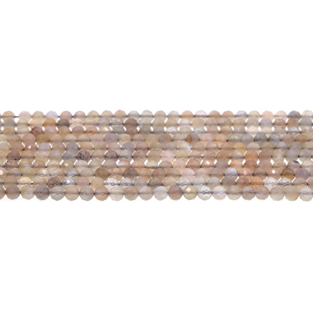 Grey Multi-Color Moonstone Round Faceted Diamond Cut 4mm - Loose Beads