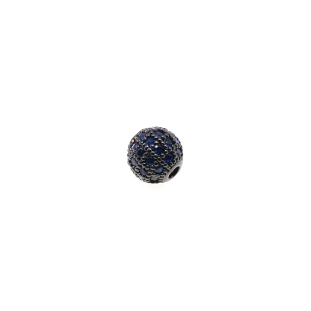 6mm Microset Sapphire CZ Round Beads (Black Rhodium Plated)