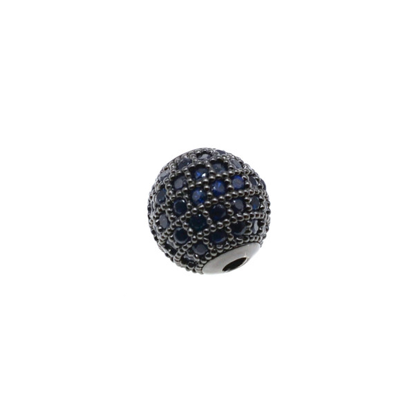 10mm Microset Sapphire CZ Round Beads (Black Rhodium Plated)