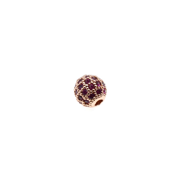 6mm Microset Ruby CZ Round Beads (Rose Gold Plated)