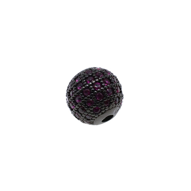 10mm Microset Ruby CZ Round Beads (Black Rhodium Plated)