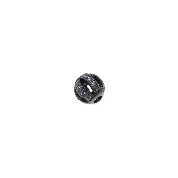 6mm Microset White CZ Round Design Beads (Black Rhodium Plated)