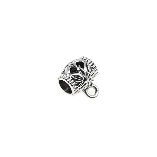 Pewter Sunflower Spacer with Ring - 7mm x 8mm x 10mm (3mm Hole) - 50/Pack