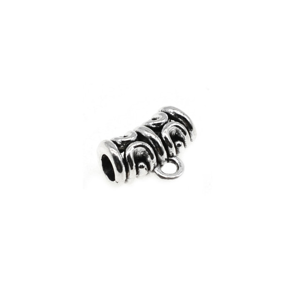 Pewter Design Curve Tube Spacer with Ring - 6.1mm x 12.3mm x 9mm (2.8mm Hole) - 40/Pack