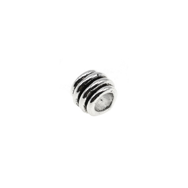 Pewter Beehive Tube Bead - 7.8mm x 6.4mm (4mm Hole) - 50/Pack