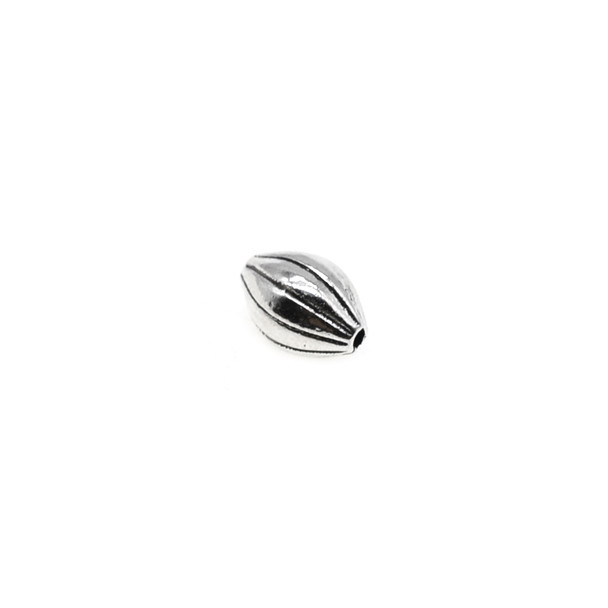 Pewter Corrugated Oval Bead - 5.9mm x 8.4mm (0.9mm Hole) - 50/Pack