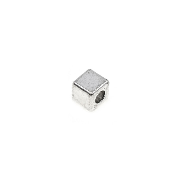 Pewter Cube - 5.5mm (2.4mm Hole) - 60/Pack