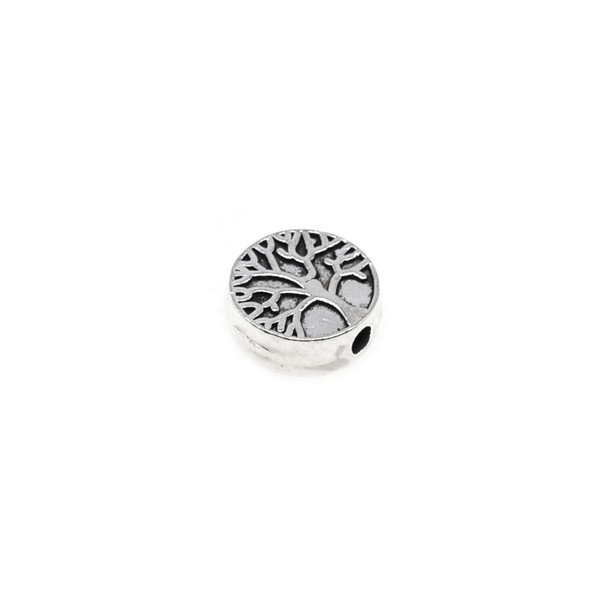 Pewter Tree of Life Coin Bead - 9.1mm x 3.3mm (1.5mm Hole) - 40/Pack