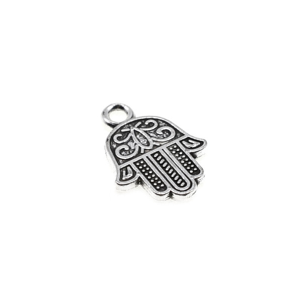 Pewter Double Sided Hamsa Hand Charm - 12.7mm x 17.2mm x 1.6mm - 40/Pack